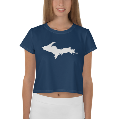 Michigan Upper Peninsula Crop Top (w/ UP Outline) | Sporty - Navy