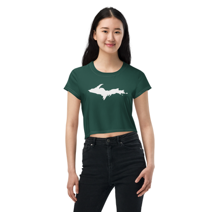 Michigan Upper Peninsula Crop Top (w/ UP Outline) | Sporty - Laconic Green