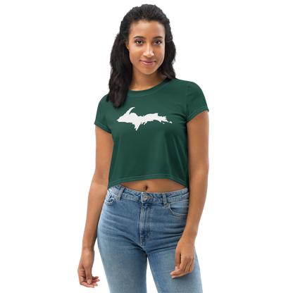 Michigan Upper Peninsula Crop Top (w/ UP Outline) | Sporty - Laconic Green