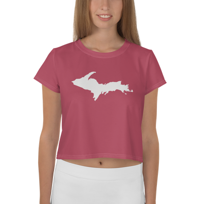 Michigan Upper Peninsula Crop Top (w/ UP Outline) | Sporty - Popstar Pink