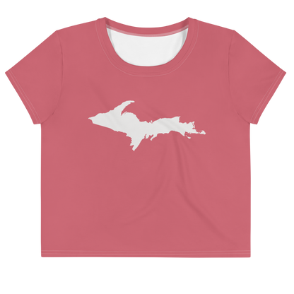 Michigan Upper Peninsula Crop Top (w/ UP Outline) | Sporty - Watermelon Pink