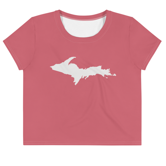 Michigan Upper Peninsula Crop Top (w/ UP Outline) | Sporty - Watermelon Pink