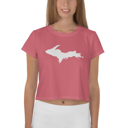 Michigan Upper Peninsula Crop Top (w/ UP Outline) | Sporty - Watermelon Pink