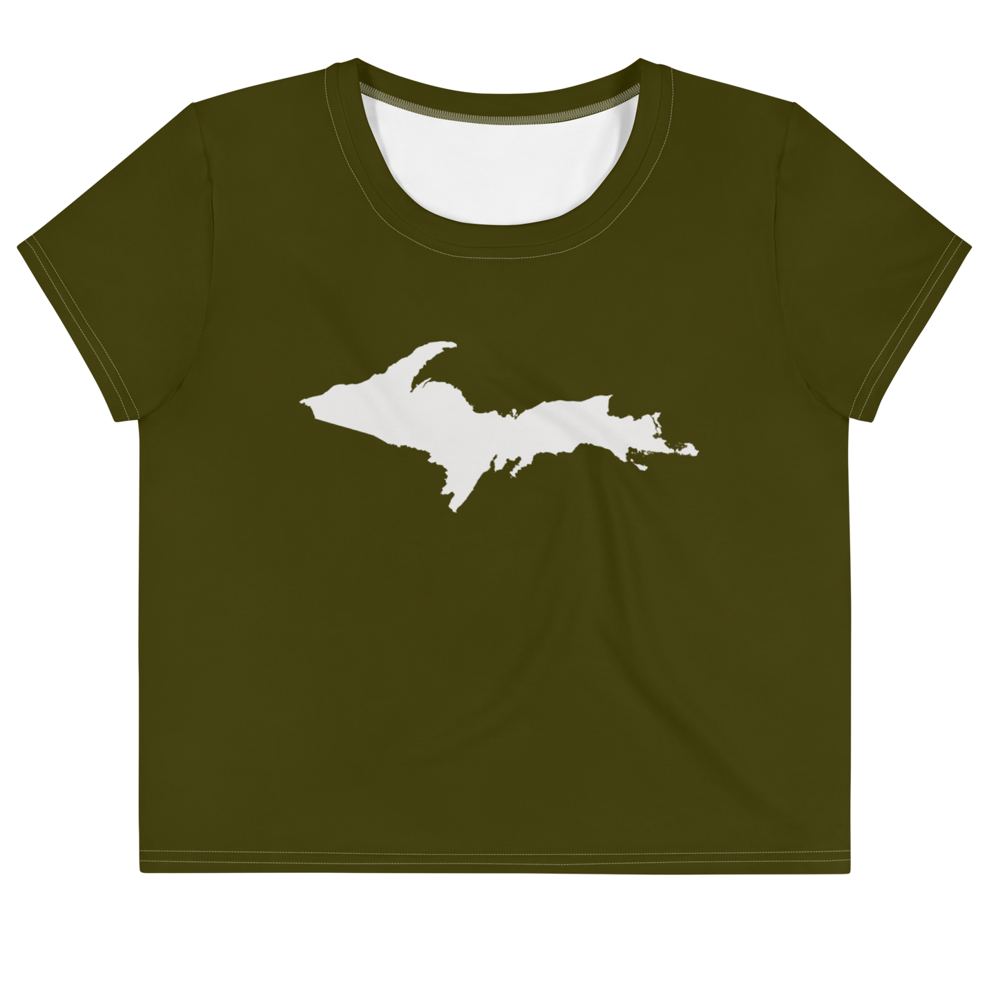 Michigan Upper Peninsula Crop Top (w/ UP Outline) | Sporty - Military Green