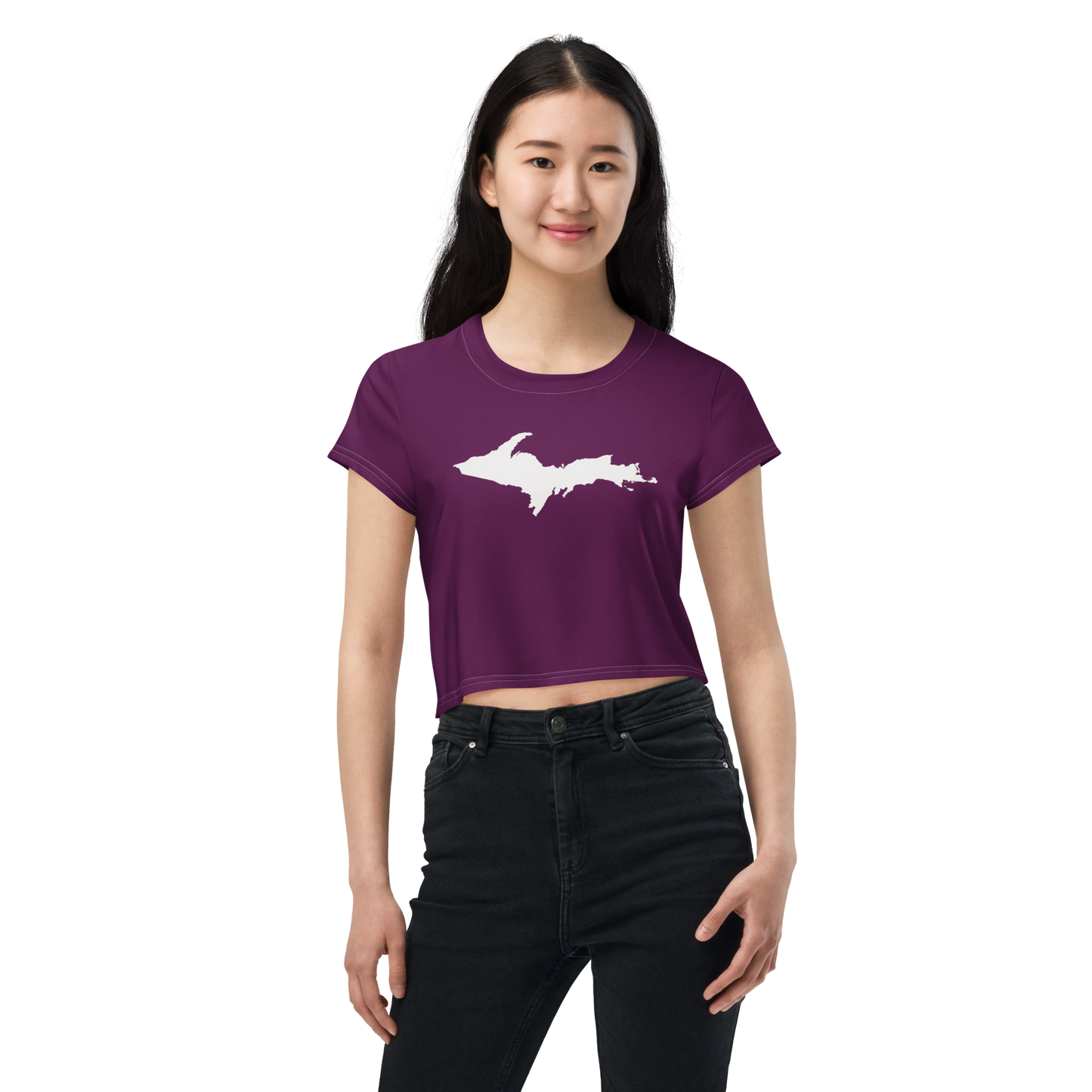 Michigan Upper Peninsula Crop Top (w/ UP Outline) | Sporty - Tyrian Purple