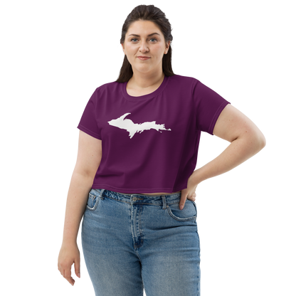 Michigan Upper Peninsula Crop Top (w/ UP Outline) | Sporty - Tyrian Purple