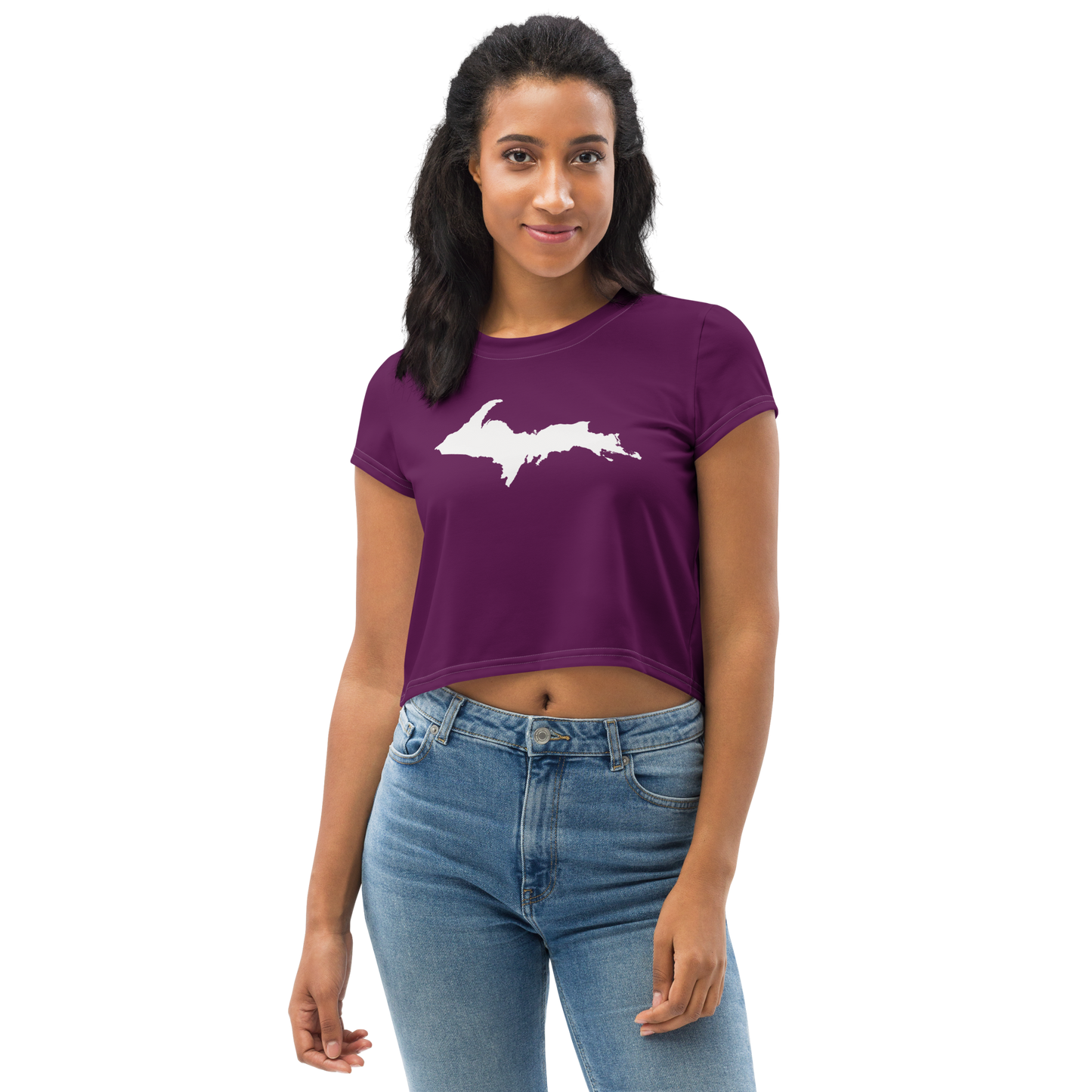 Michigan Upper Peninsula Crop Top (w/ UP Outline) | Sporty - Tyrian Purple