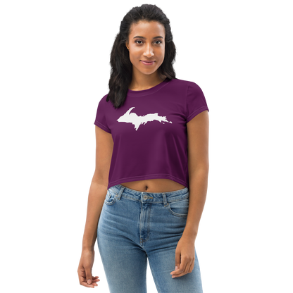 Michigan Upper Peninsula Crop Top (w/ UP Outline) | Sporty - Tyrian Purple