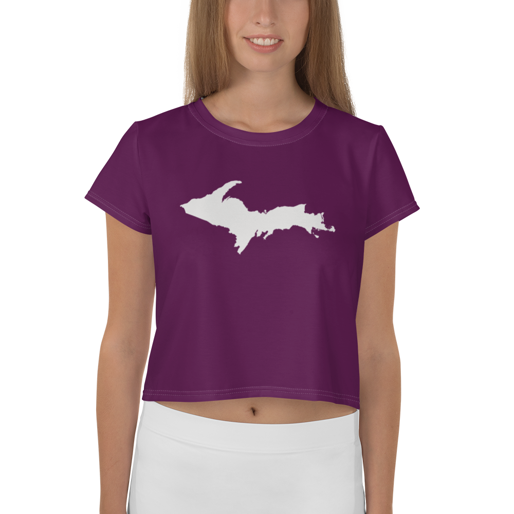 Michigan Upper Peninsula Crop Top (w/ UP Outline) | Sporty - Tyrian Purple