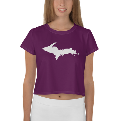 Michigan Upper Peninsula Crop Top (w/ UP Outline) | Sporty - Tyrian Purple