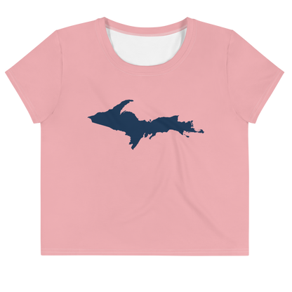 Michigan Upper Peninsula Crop Top (w/ UP Outline) | Sporty - Strawberry Pink