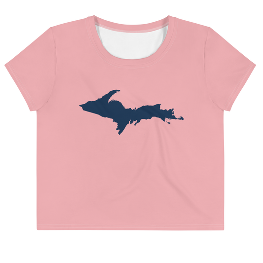 Michigan Upper Peninsula Crop Top (w/ UP Outline) | Sporty - Strawberry Pink