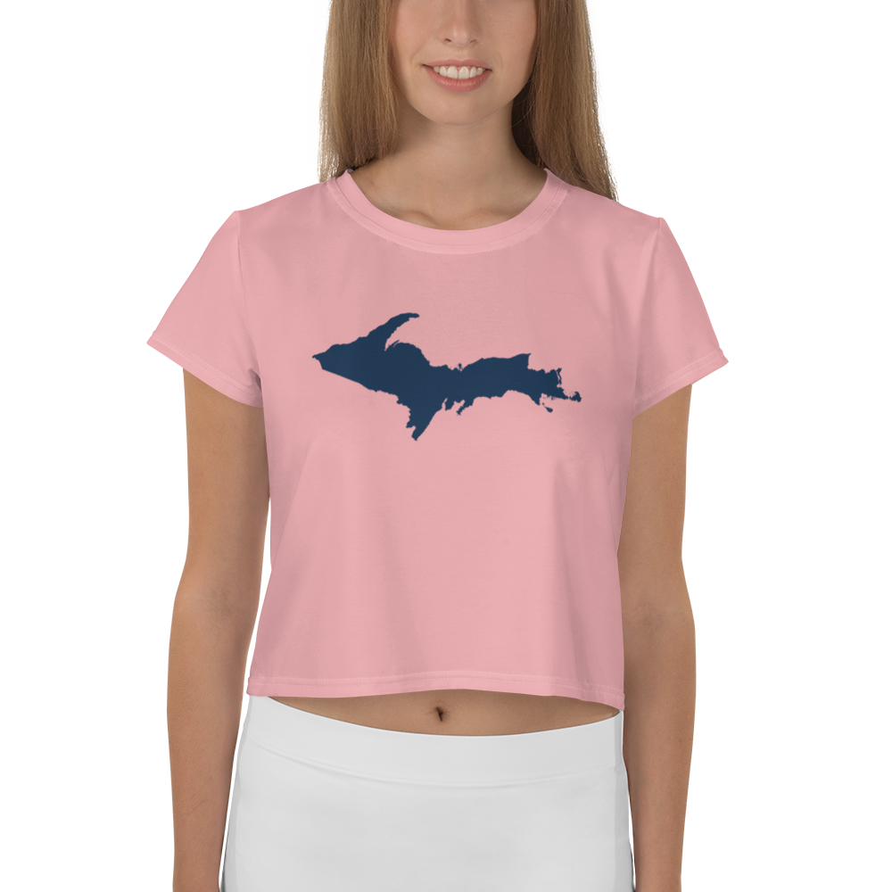 Michigan Upper Peninsula Crop Top (w/ UP Outline) | Sporty - Strawberry Pink