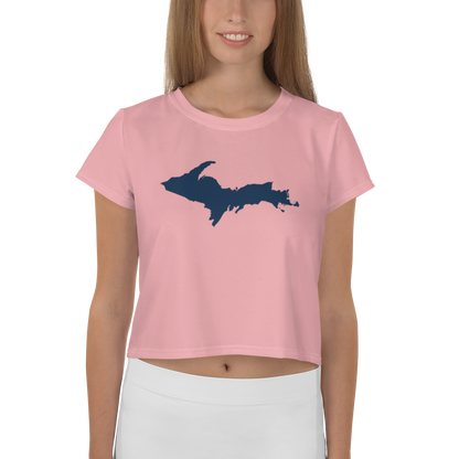 Michigan Upper Peninsula Crop Top (w/ UP Outline) | Sporty - Strawberry Pink