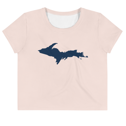 Michigan Upper Peninsula Crop Top (w/ UP Outline) | Sporty - Champagne Pink