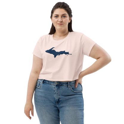 Michigan Upper Peninsula Crop Top (w/ UP Outline) | Sporty - Champagne Pink