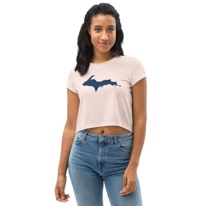 Michigan Upper Peninsula Crop Top (w/ UP Outline) | Sporty - Champagne Pink