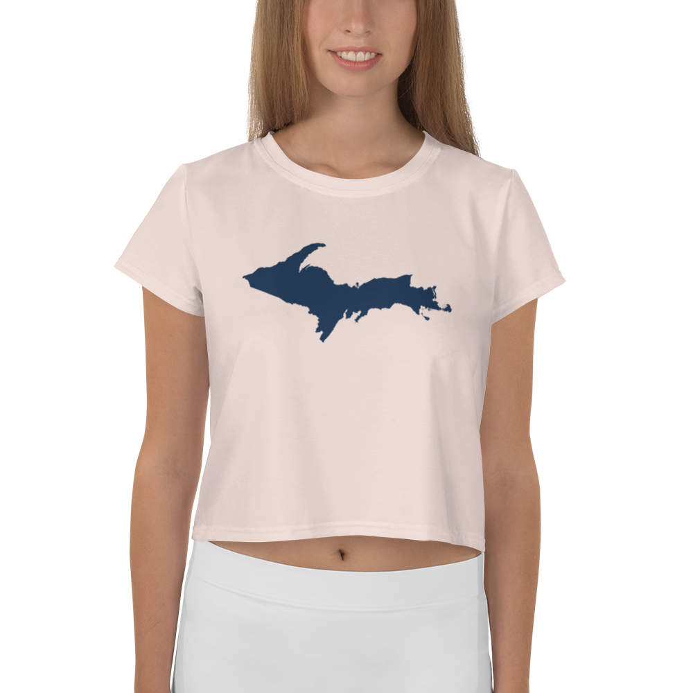 Michigan Upper Peninsula Crop Top (w/ UP Outline) | Sporty - Champagne Pink