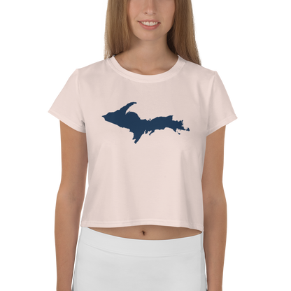 Michigan Upper Peninsula Crop Top (w/ UP Outline) | Sporty - Champagne Pink