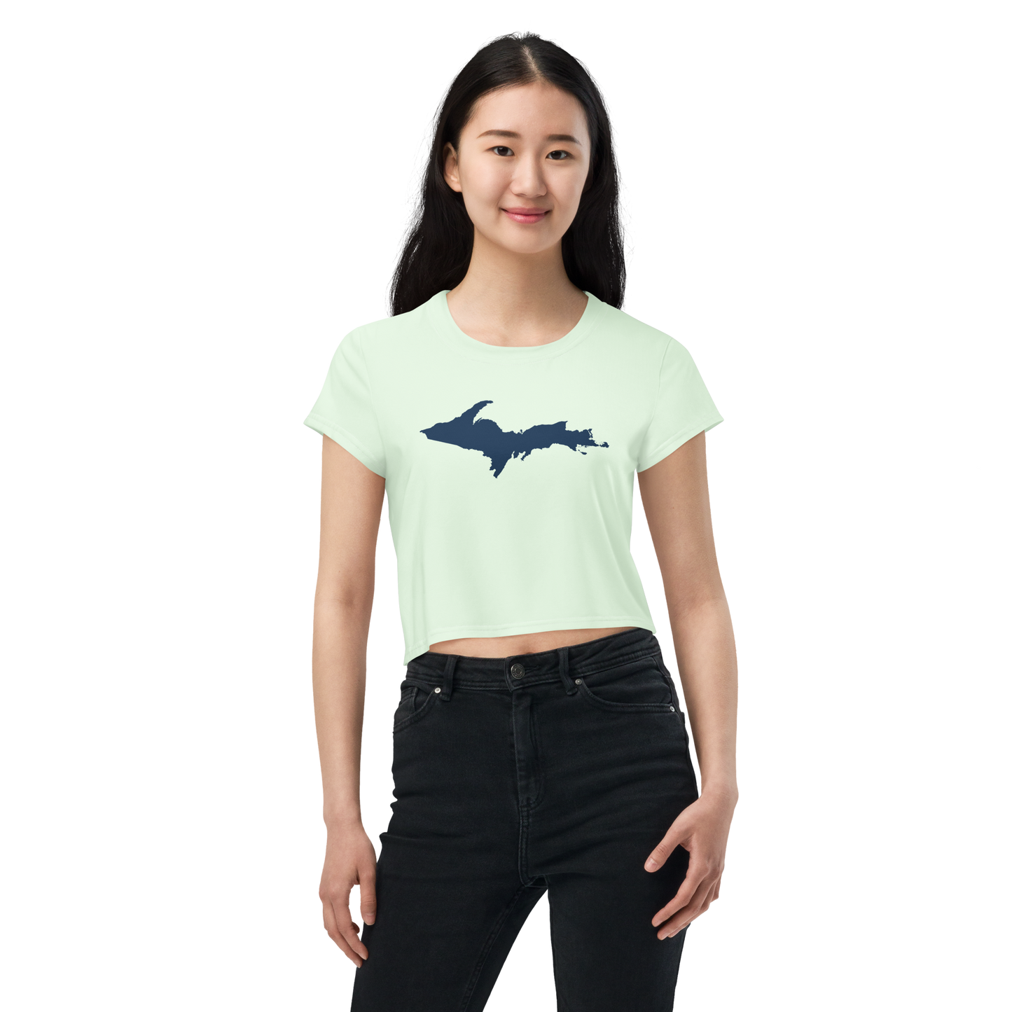 Michigan Upper Peninsula Crop Top (w/ UP Outline) | Sporty - Dew Green