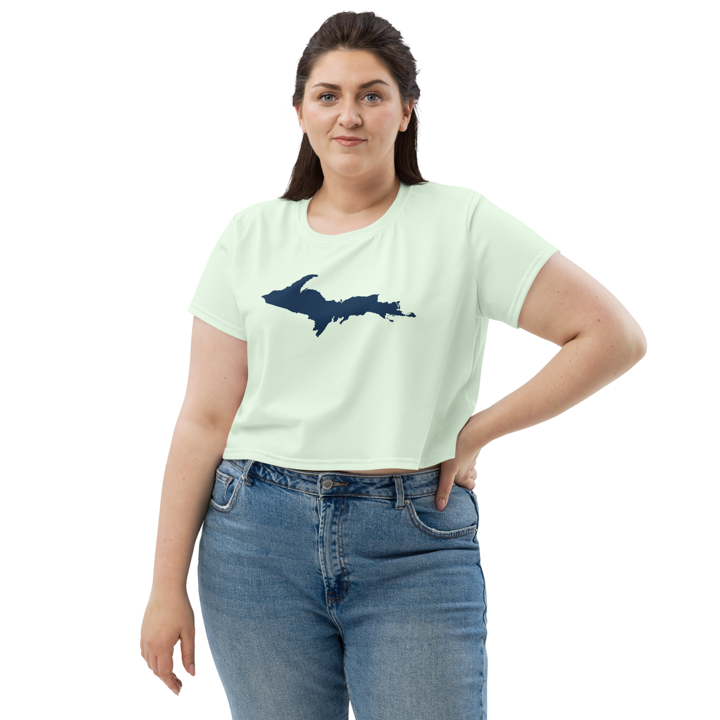 Michigan Upper Peninsula Crop Top (w/ UP Outline) | Sporty - Dew Green