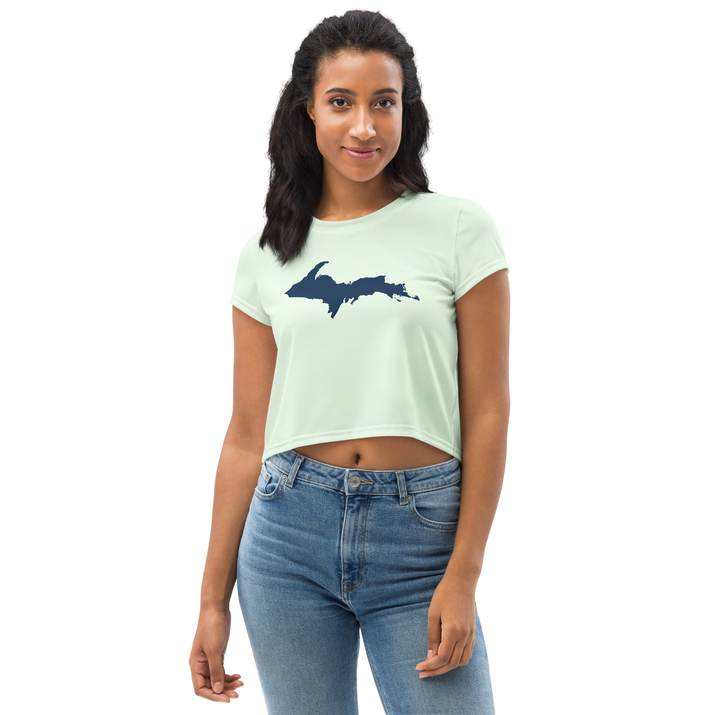 Michigan Upper Peninsula Crop Top (w/ UP Outline) | Sporty - Dew Green