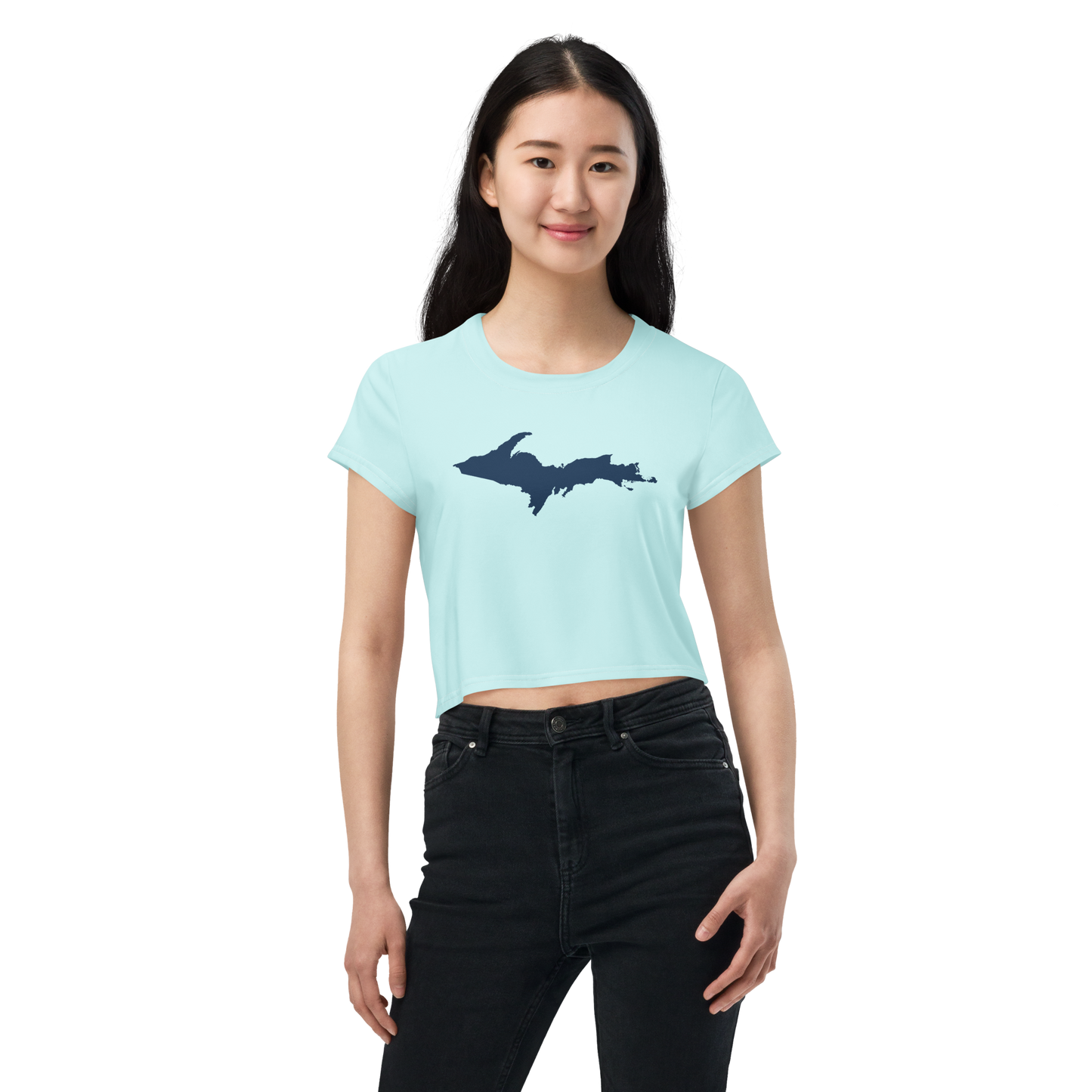 Michigan Upper Peninsula Crop Top (w/ UP Outline) | Sporty - Cyan