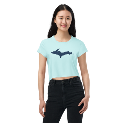 Michigan Upper Peninsula Crop Top (w/ UP Outline) | Sporty - Cyan