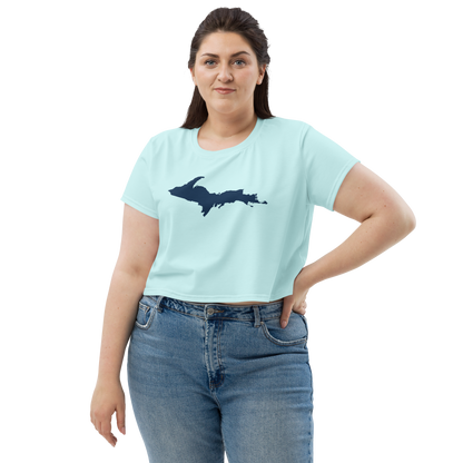 Michigan Upper Peninsula Crop Top (w/ UP Outline) | Sporty - Cyan