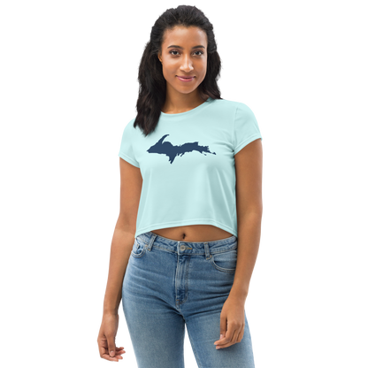 Michigan Upper Peninsula Crop Top (w/ UP Outline) | Sporty - Cyan