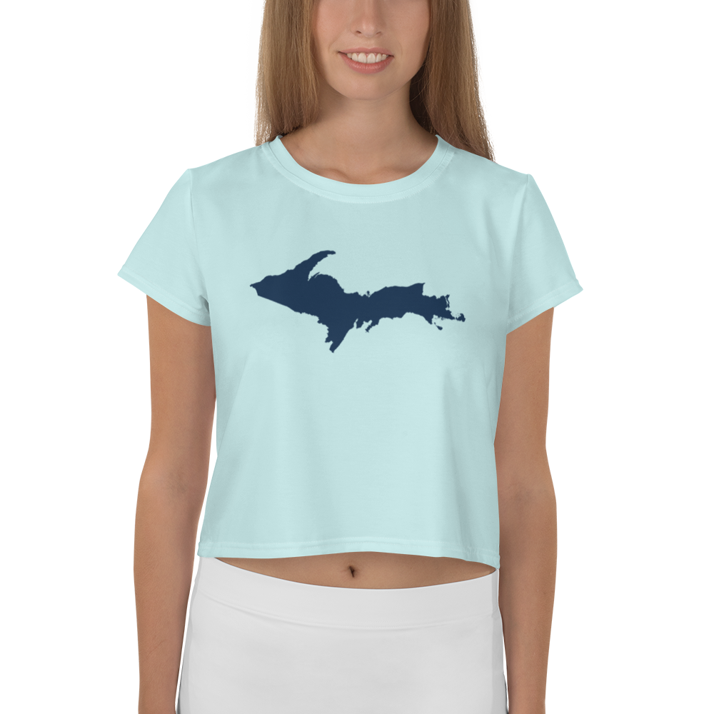 Michigan Upper Peninsula Crop Top (w/ UP Outline) | Sporty - Cyan