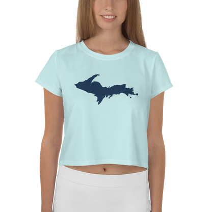 Michigan Upper Peninsula Crop Top (w/ UP Outline) | Sporty - Cyan