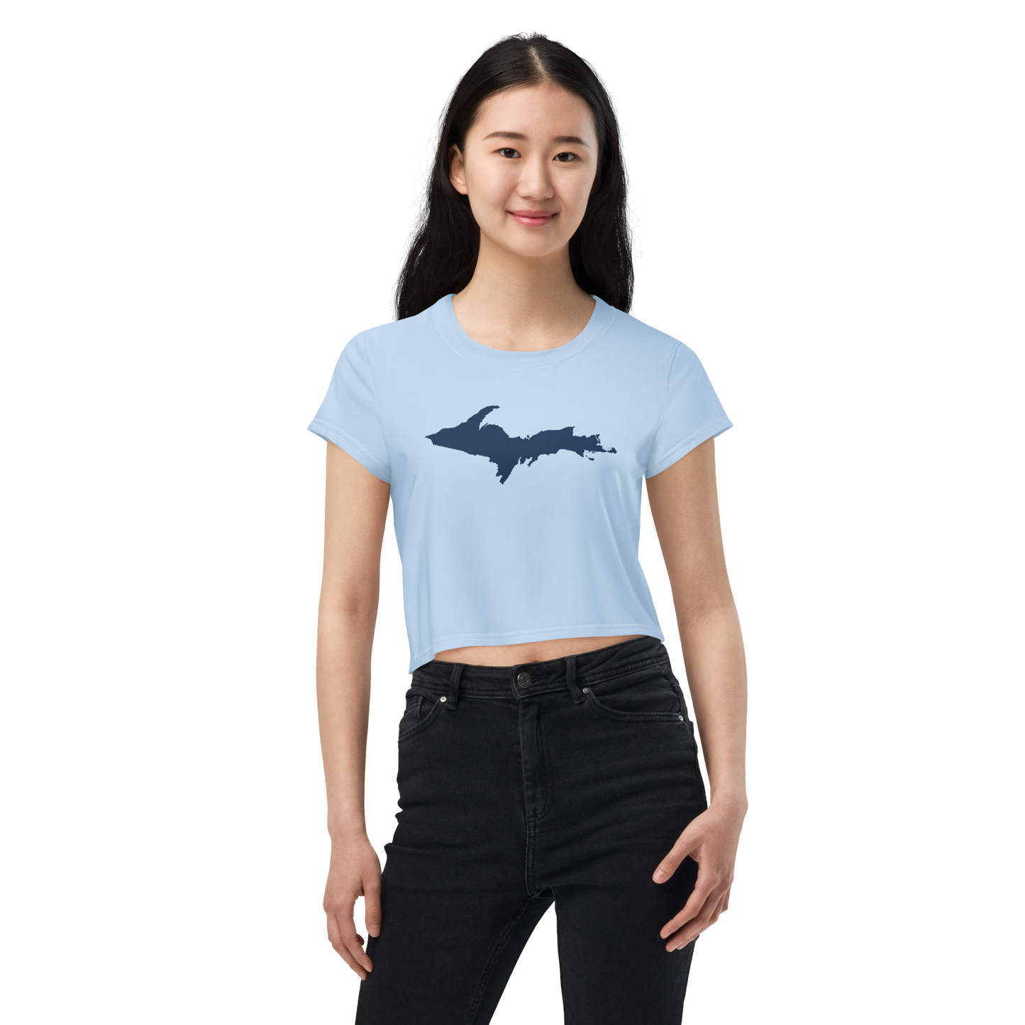 Michigan Upper Peninsula Crop Top (w/ UP Outline) | Sporty - Light Blue