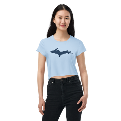 Michigan Upper Peninsula Crop Top (w/ UP Outline) | Sporty - Light Blue