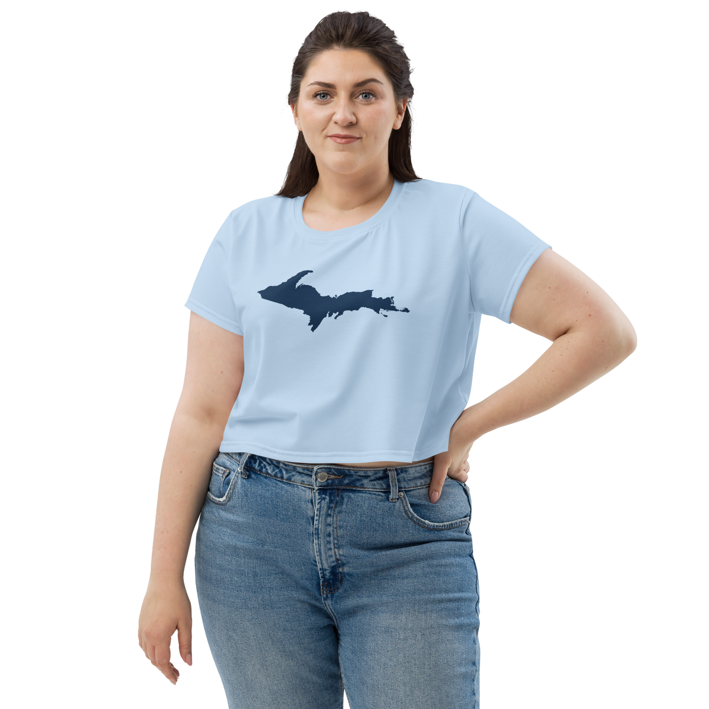 Michigan Upper Peninsula Crop Top (w/ UP Outline) | Sporty - Light Blue