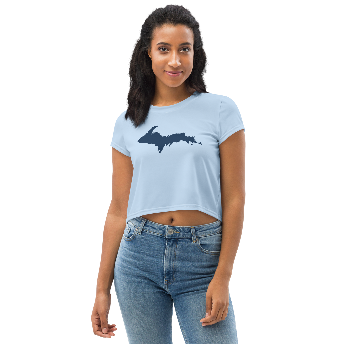 Michigan Upper Peninsula Crop Top (w/ UP Outline) | Sporty - Light Blue