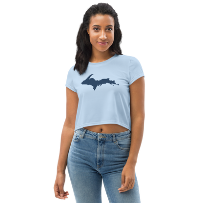 Michigan Upper Peninsula Crop Top (w/ UP Outline) | Sporty - Light Blue