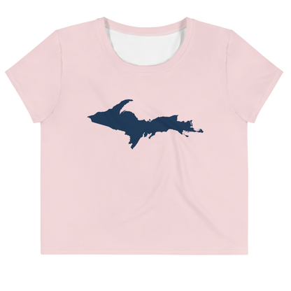 Michigan Upper Peninsula Crop Top (w/ UP Outline) | Sporty - Pale Pink