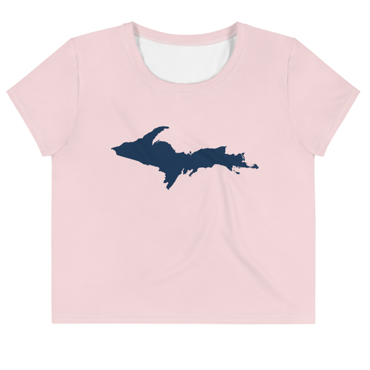 Michigan Upper Peninsula Crop Top (w/ UP Outline) | Sporty - Pale Pink