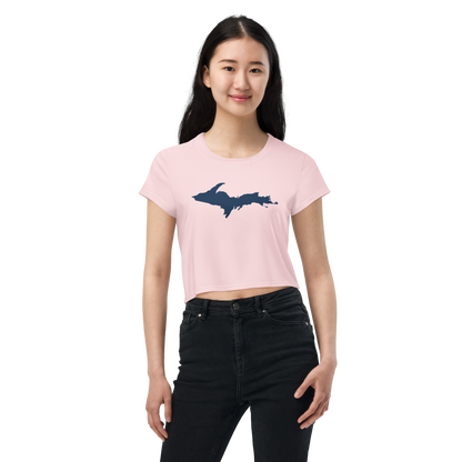 Michigan Upper Peninsula Crop Top (w/ UP Outline) | Sporty - Pale Pink