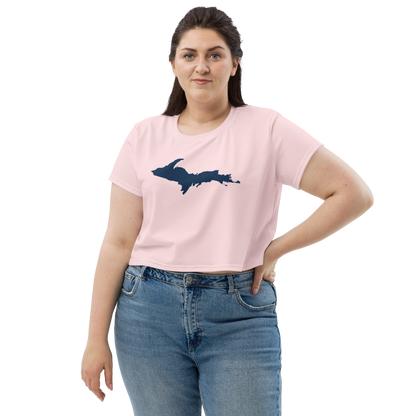 Michigan Upper Peninsula Crop Top (w/ UP Outline) | Sporty - Pale Pink