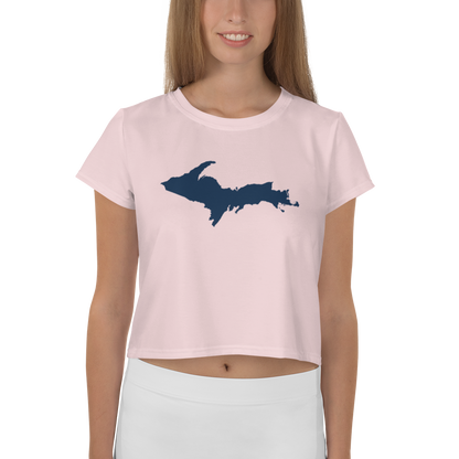 Michigan Upper Peninsula Crop Top (w/ UP Outline) | Sporty - Pale Pink