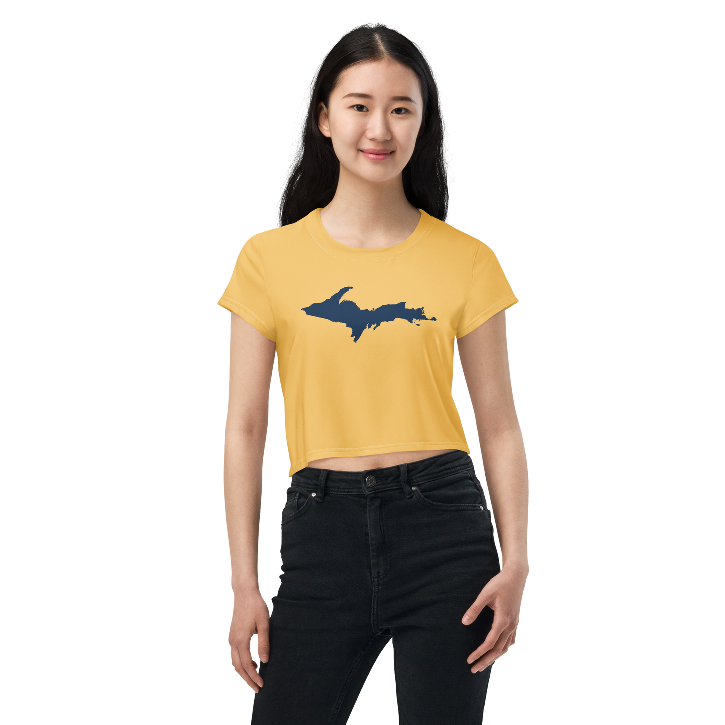 Michigan Upper Peninsula Crop Top (w/ UP Outline) | Sporty - Citrine