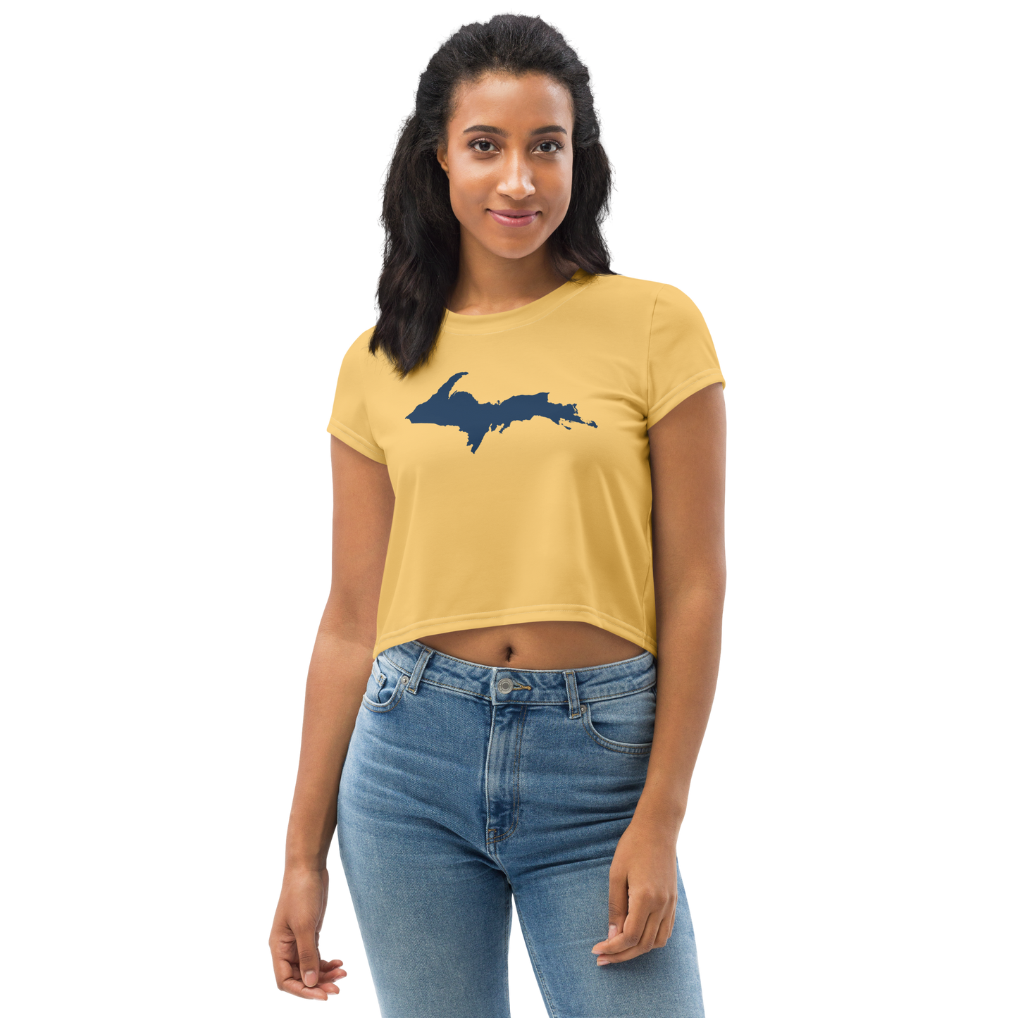 Michigan Upper Peninsula Crop Top (w/ UP Outline) | Sporty - Citrine