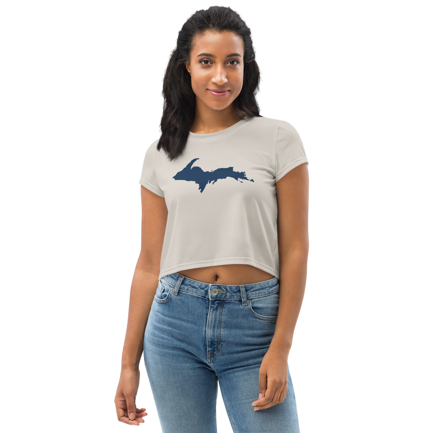 Michigan Upper Peninsula Crop Top (w/ UP Outline) | Sporty - Canvas Color