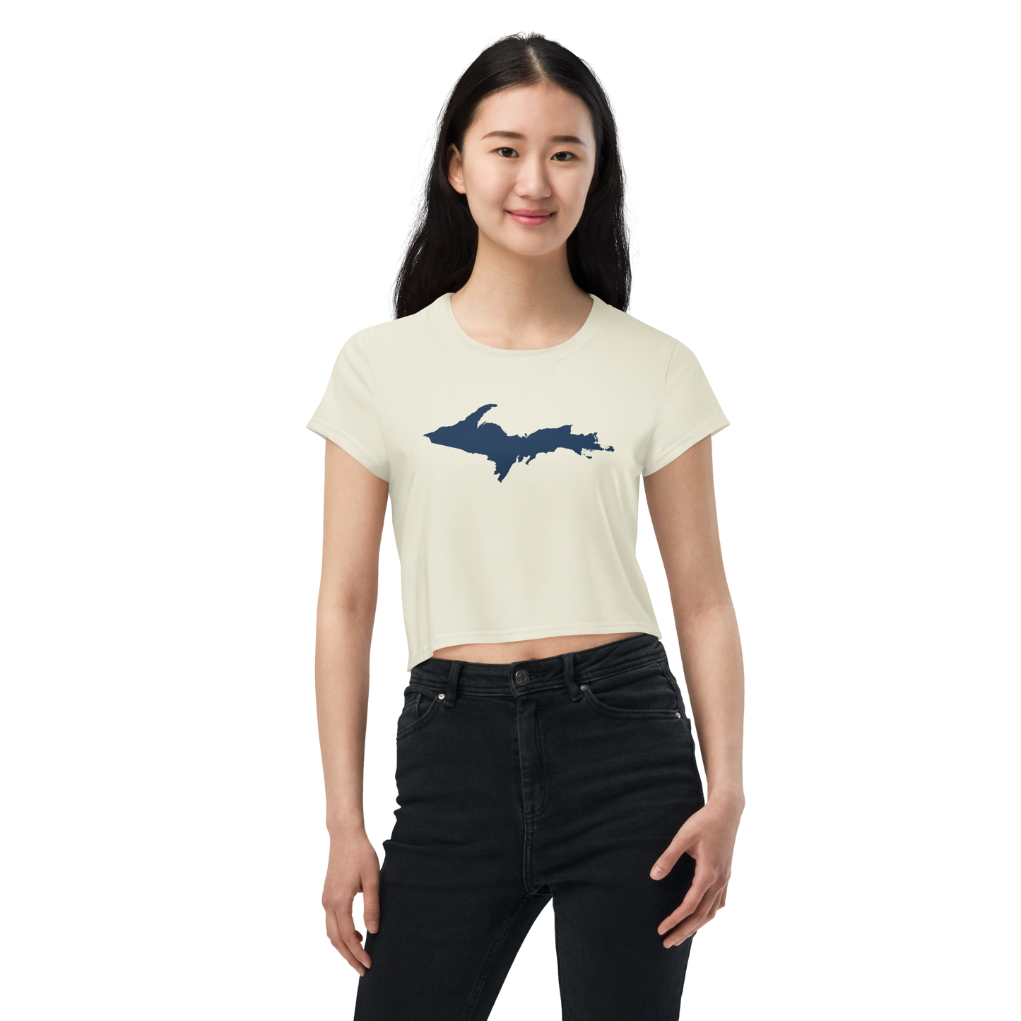 Michigan Upper Peninsula Crop Top (w/ UP Outline) | Sporty - Ivory White