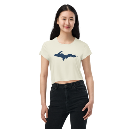 Michigan Upper Peninsula Crop Top (w/ UP Outline) | Sporty - Ivory White