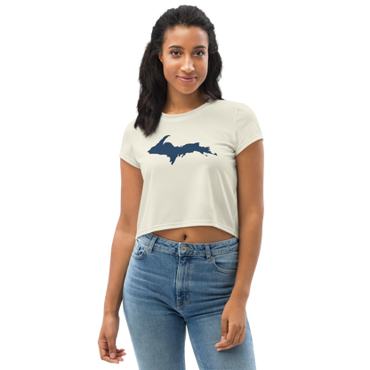 Michigan Upper Peninsula Crop Top (w/ UP Outline) | Sporty - Ivory White