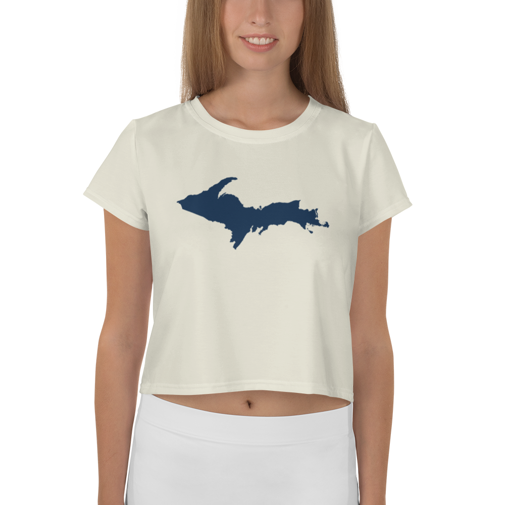 Michigan Upper Peninsula Crop Top (w/ UP Outline) | Sporty - Ivory White