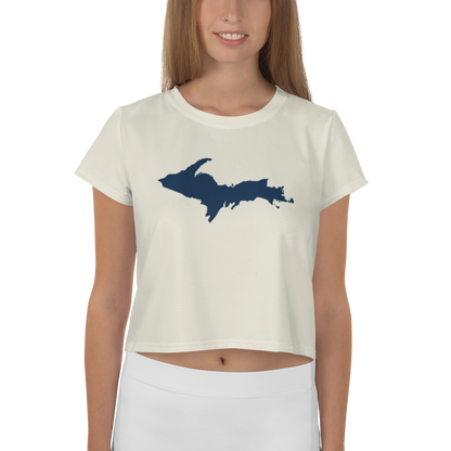 Michigan Upper Peninsula Crop Top (w/ UP Outline) | Sporty - Ivory White